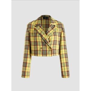 Cider Yellow Plaid Cropped Blazer
